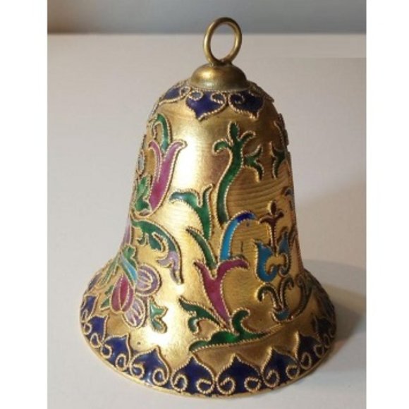 Vintage Cloisonne Bell with Enamel Floral Design - Picture 1 of 4